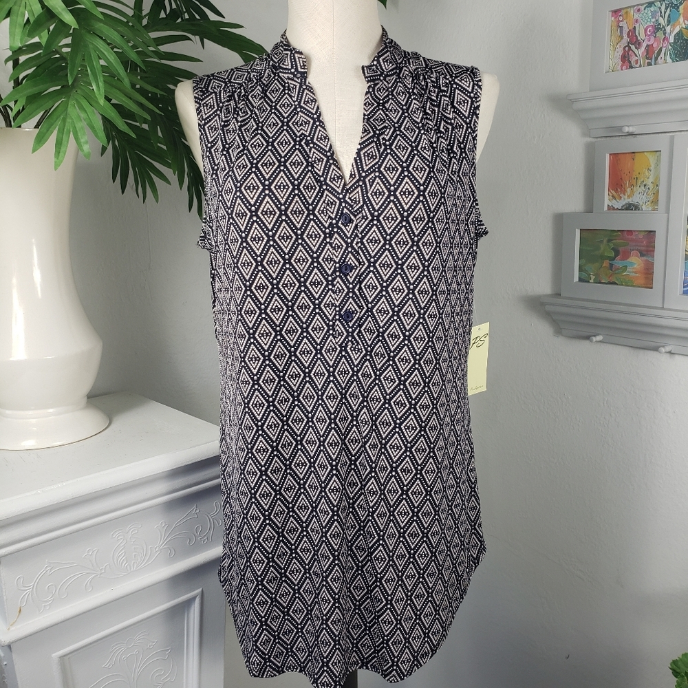 PerSeption Conquest Geometric Diamond Print - V-Neck Classic Pullover NEW Large